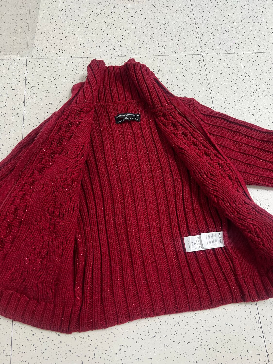 스컬프터 Two Way Cable Cardigan Red 가디건 상품이미지3