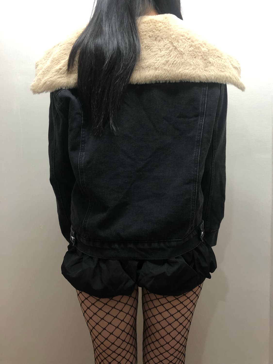 빈티지 블랙 데님 퍼 카라 자켓 상품이미지8