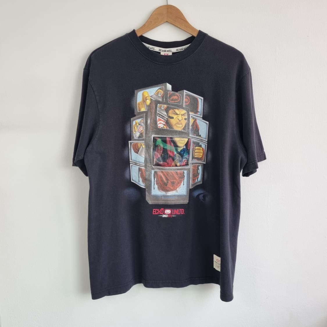 빈티지 ECKO UNLTD. 그래피티 홀로그램 반팔티 - L 상품이미지1