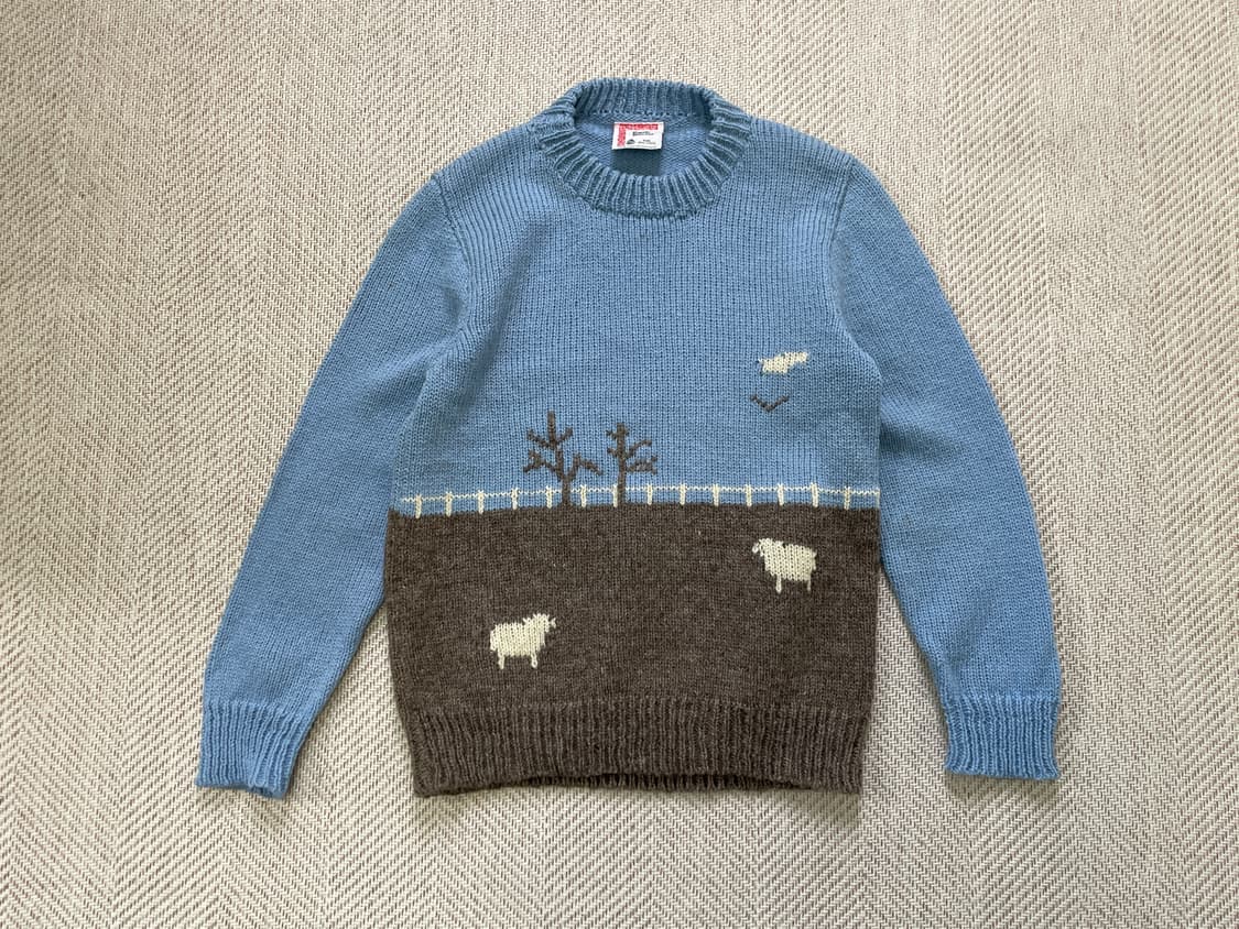 라파키 마하나 뉴질랜드 울 양 패턴 핸드니트 스웨터 J04010 상품이미지1