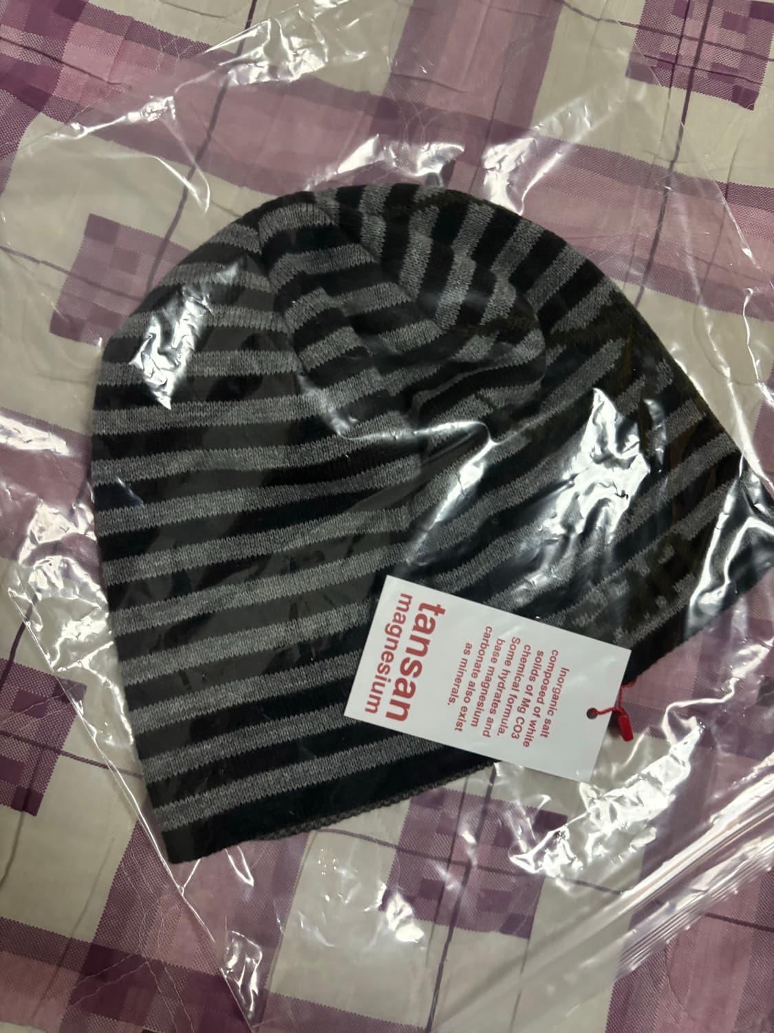 탄산마그네슘 자카드 스파이더 비니 (스트라이프 그레이) 상품이미지2