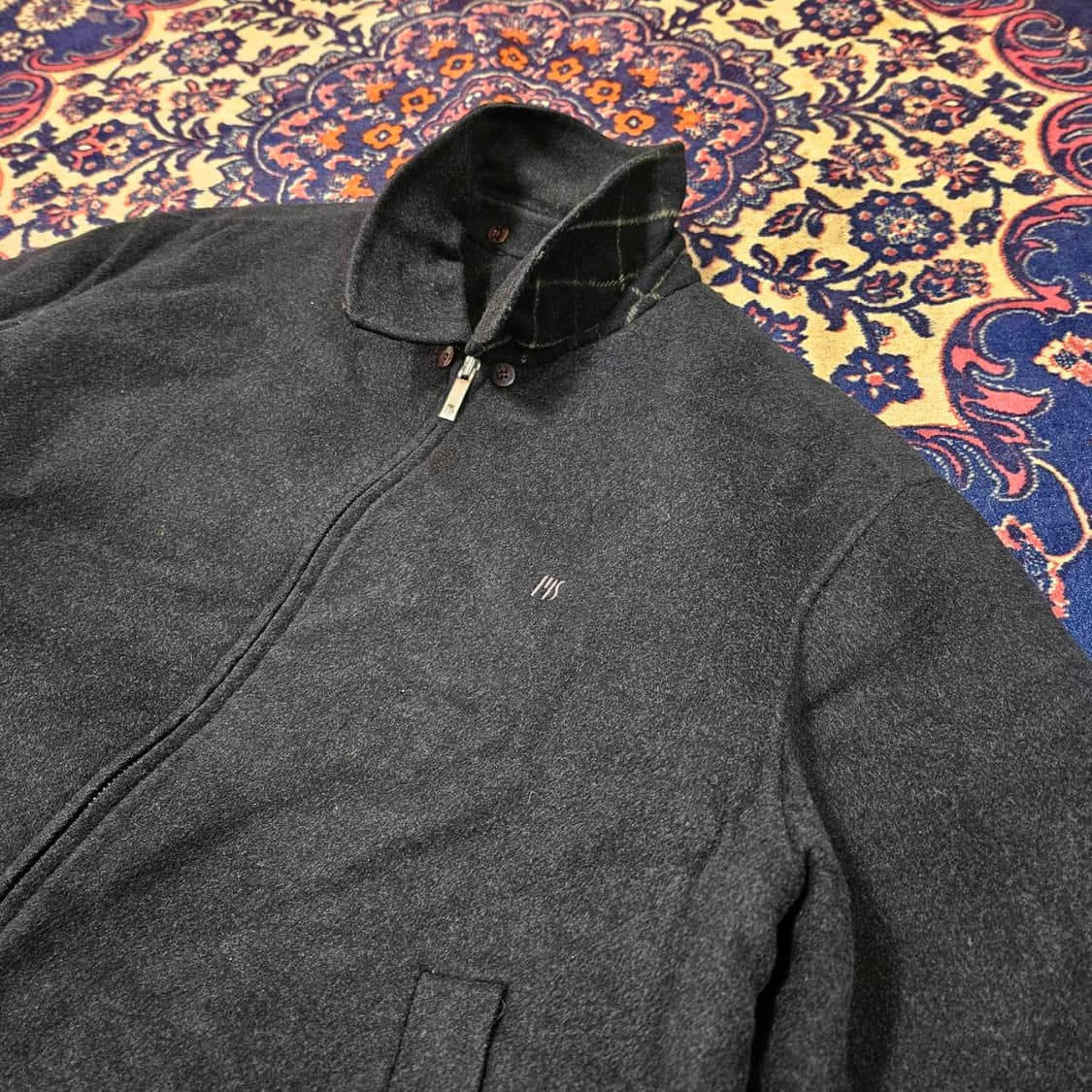 마에스트로 울(Wool) 체크 카라넥 집업 봄버자켓
 상품이미지6