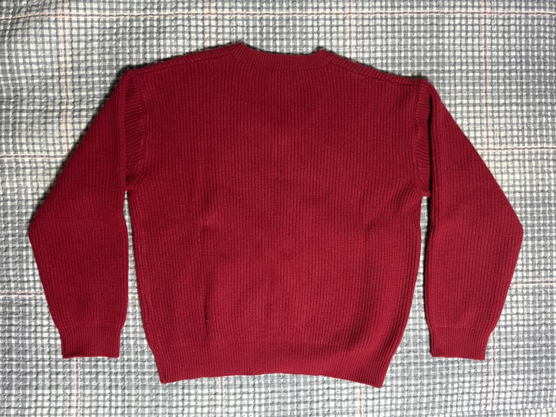 문선 에센셜 아가일 홀 오버사이즈 니트-와인 상품이미지2