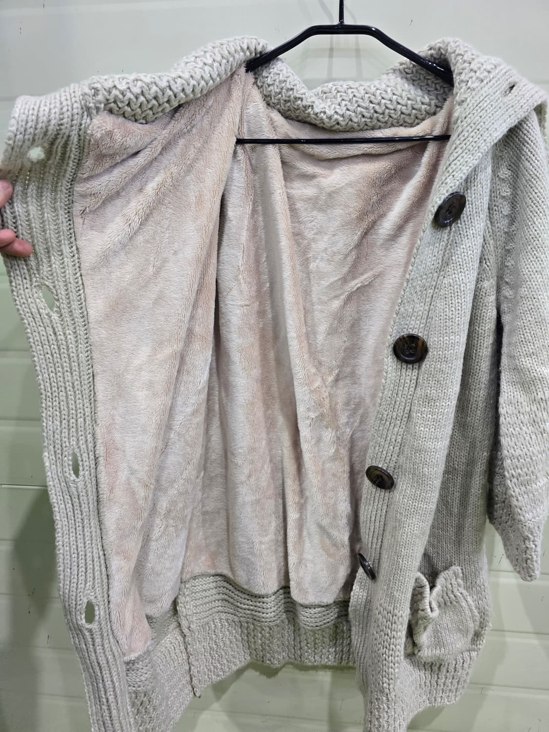 아이보리 후드 롱 니트 가디건 상품이미지2