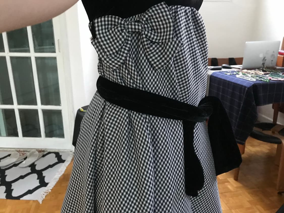 vintage velvet ribbon one-piece 상품이미지2