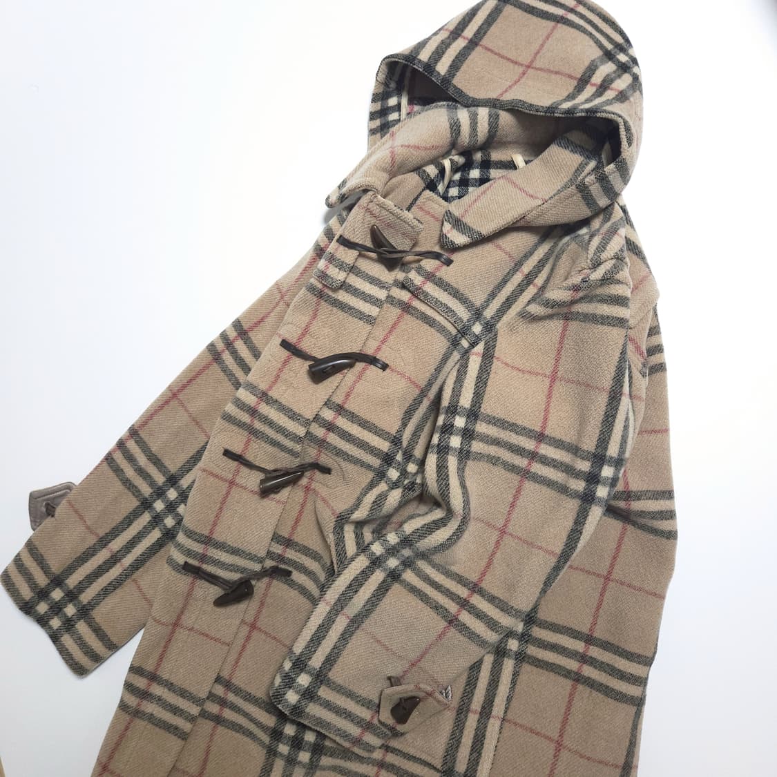 버버리 런던 00s 노바 체크 후드 더플 코트 상품이미지4