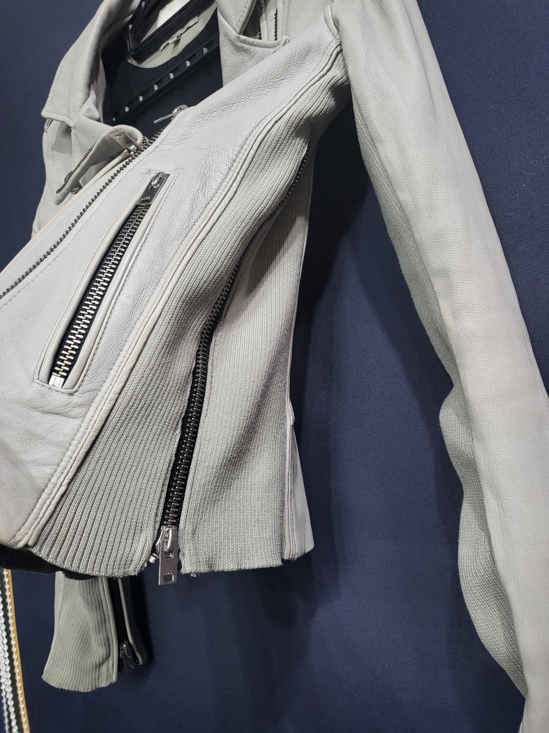 이로 양가죽 니트자켓 상품이미지4