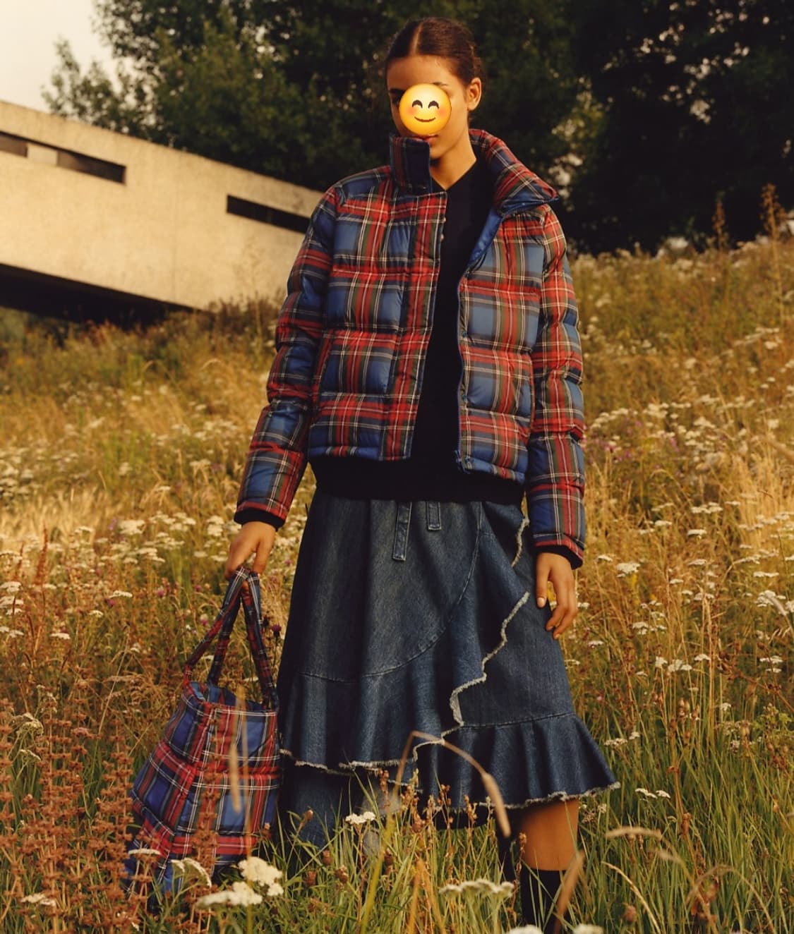 유니클로 x JW앤더슨 체크 다운 숏패딩 L 상품이미지1