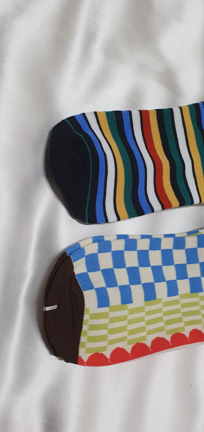  블루 그린 체크 CONNISTINE MUSEUM 코니스틴 뮤지엄 양말 상품이미지2