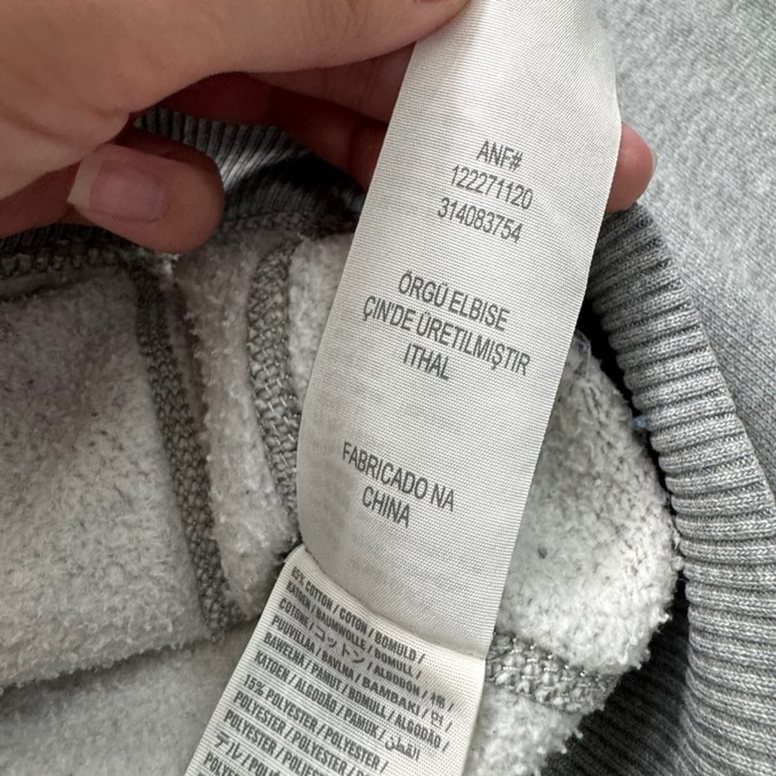 ABERCROMBIE & FITCH 후드 집업 그레이 L 상품이미지5