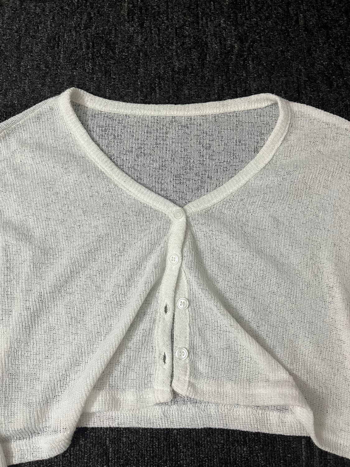 화이트 니트 크롭 간절기 가디건 상품이미지2