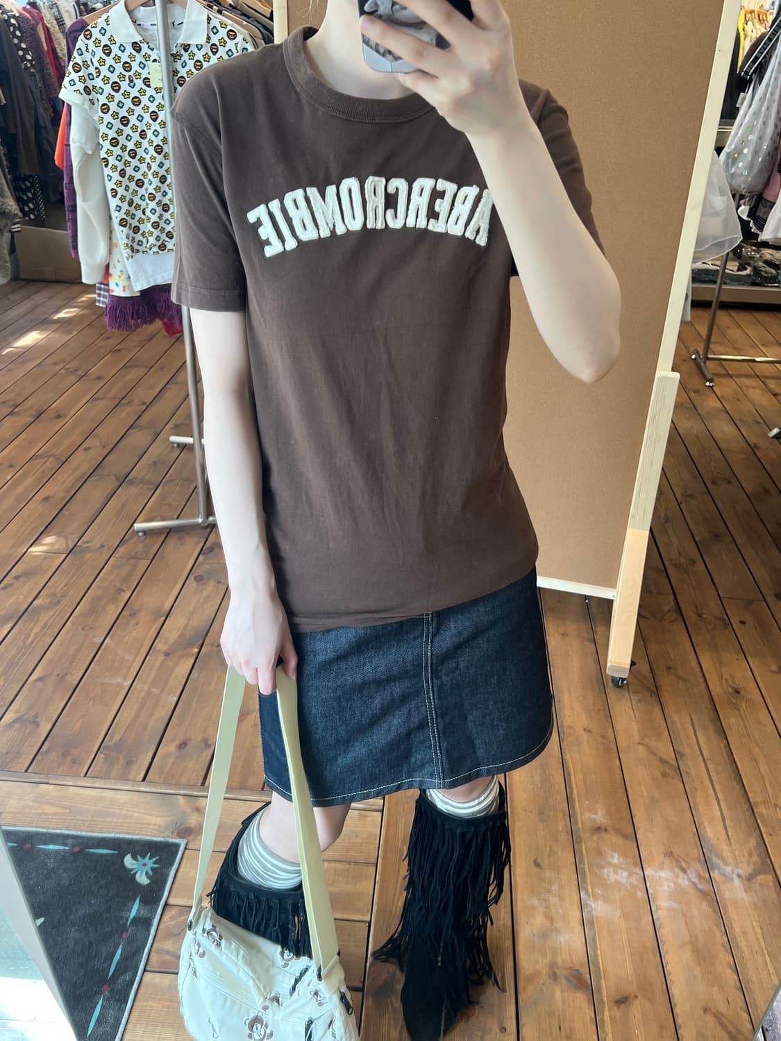 아베크롬비 브라운 로고 반팔  상품이미지5