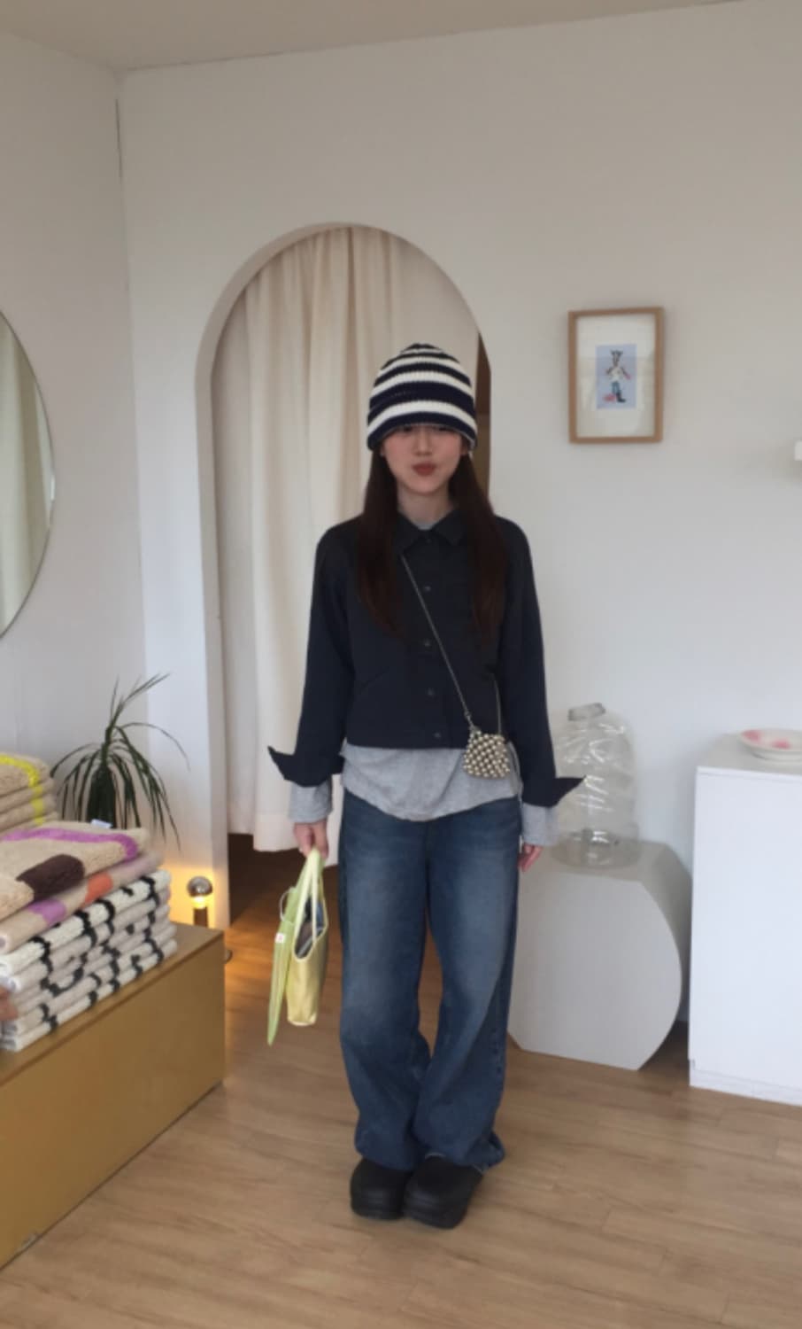 하우유 카라 코튼 자켓 네이비 상품이미지2