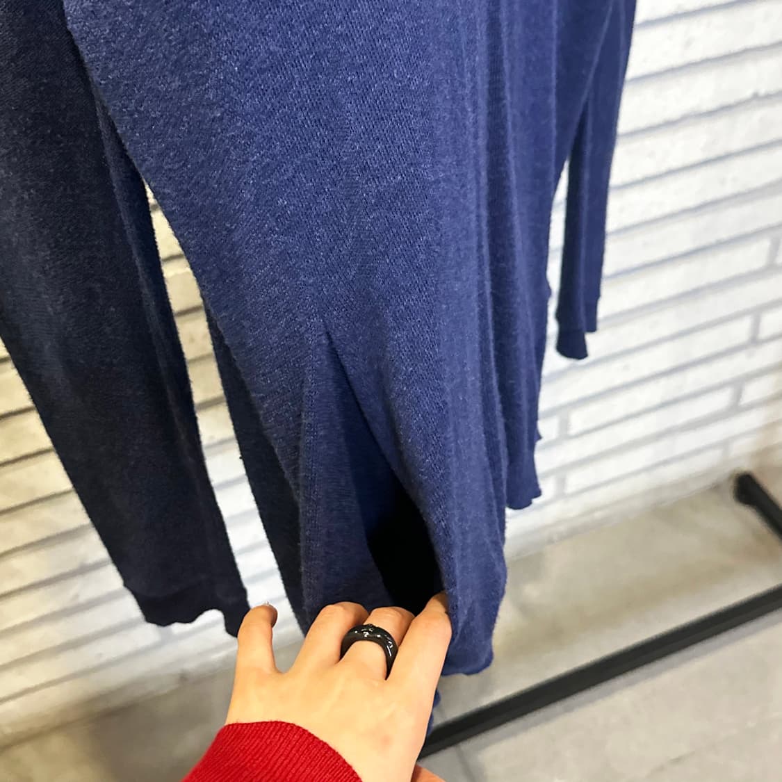 Theory 띠어리 캐시미어 시스루 니트 탑 U넥 포켓 디테일 딥네이비 상품이미지6