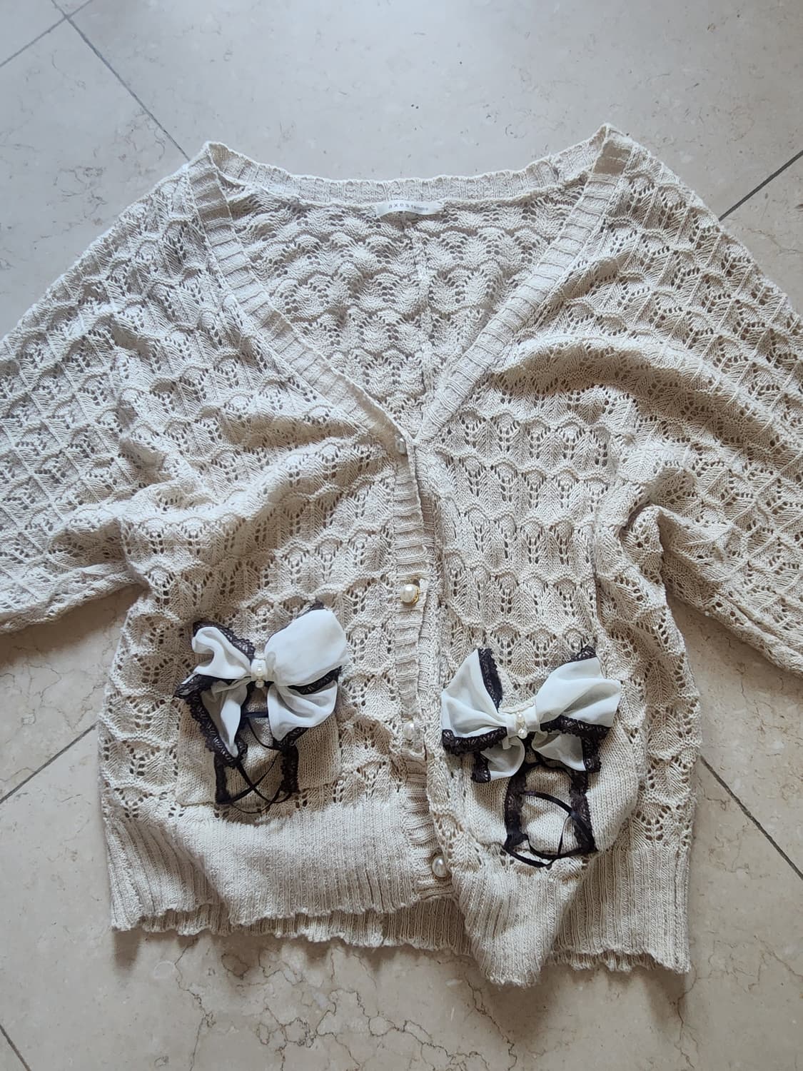 엑시즈팜 리본 가디건 상품이미지1