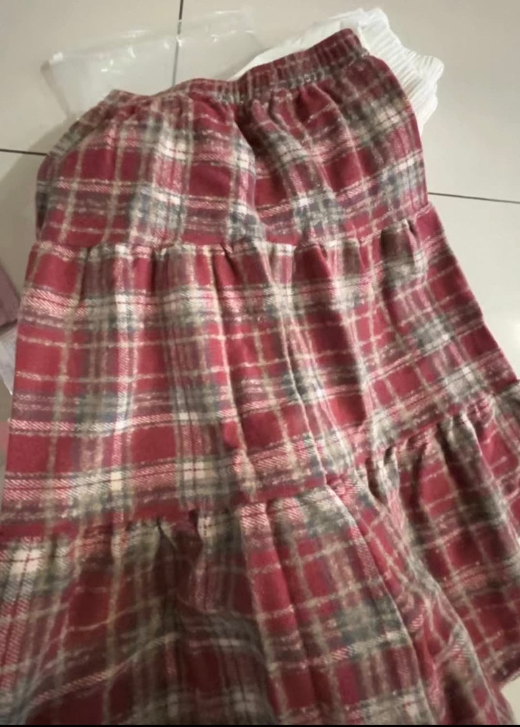 레드 체크 롱스커트  상품이미지3