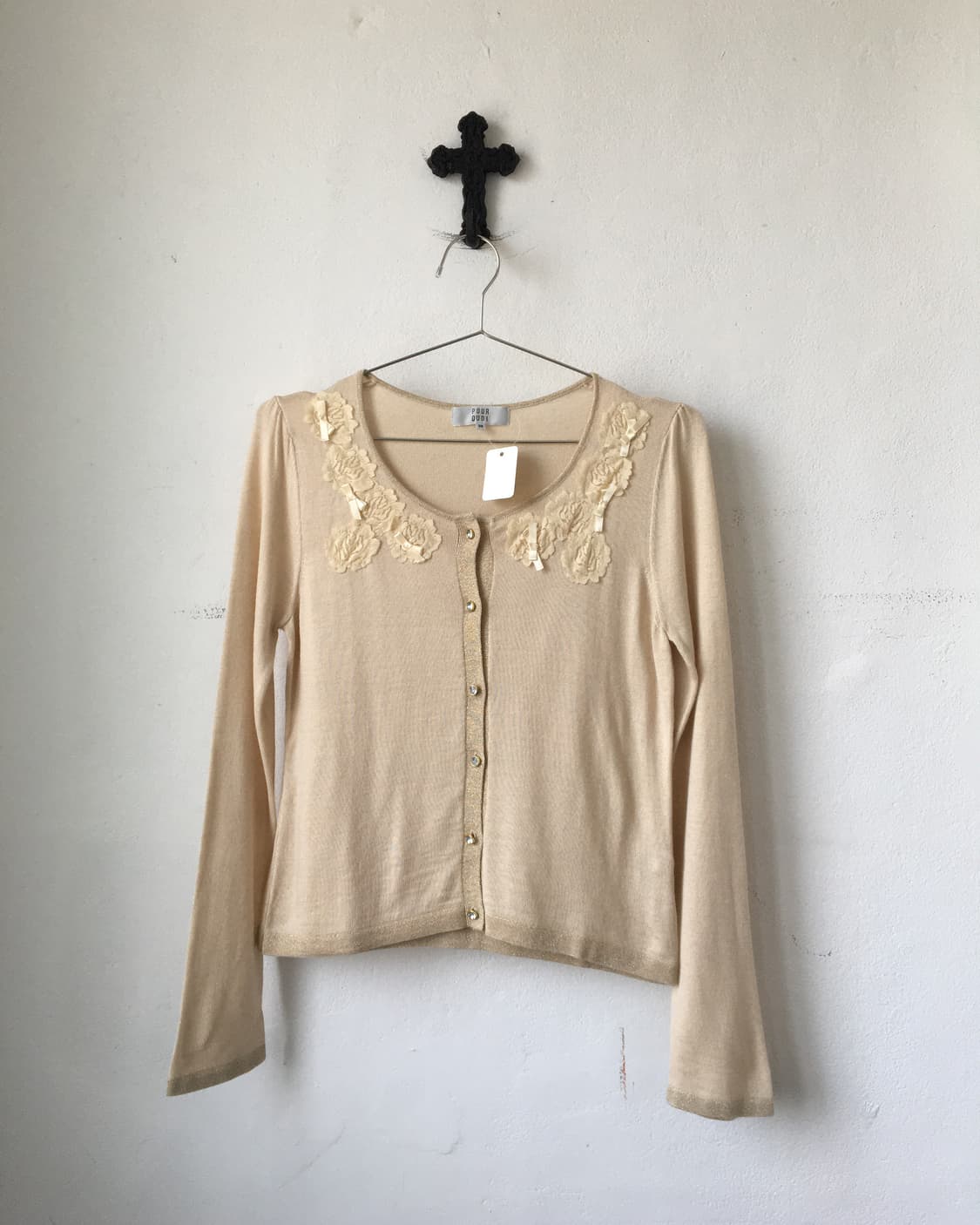 Flower patch point knit cardigan 상품이미지2