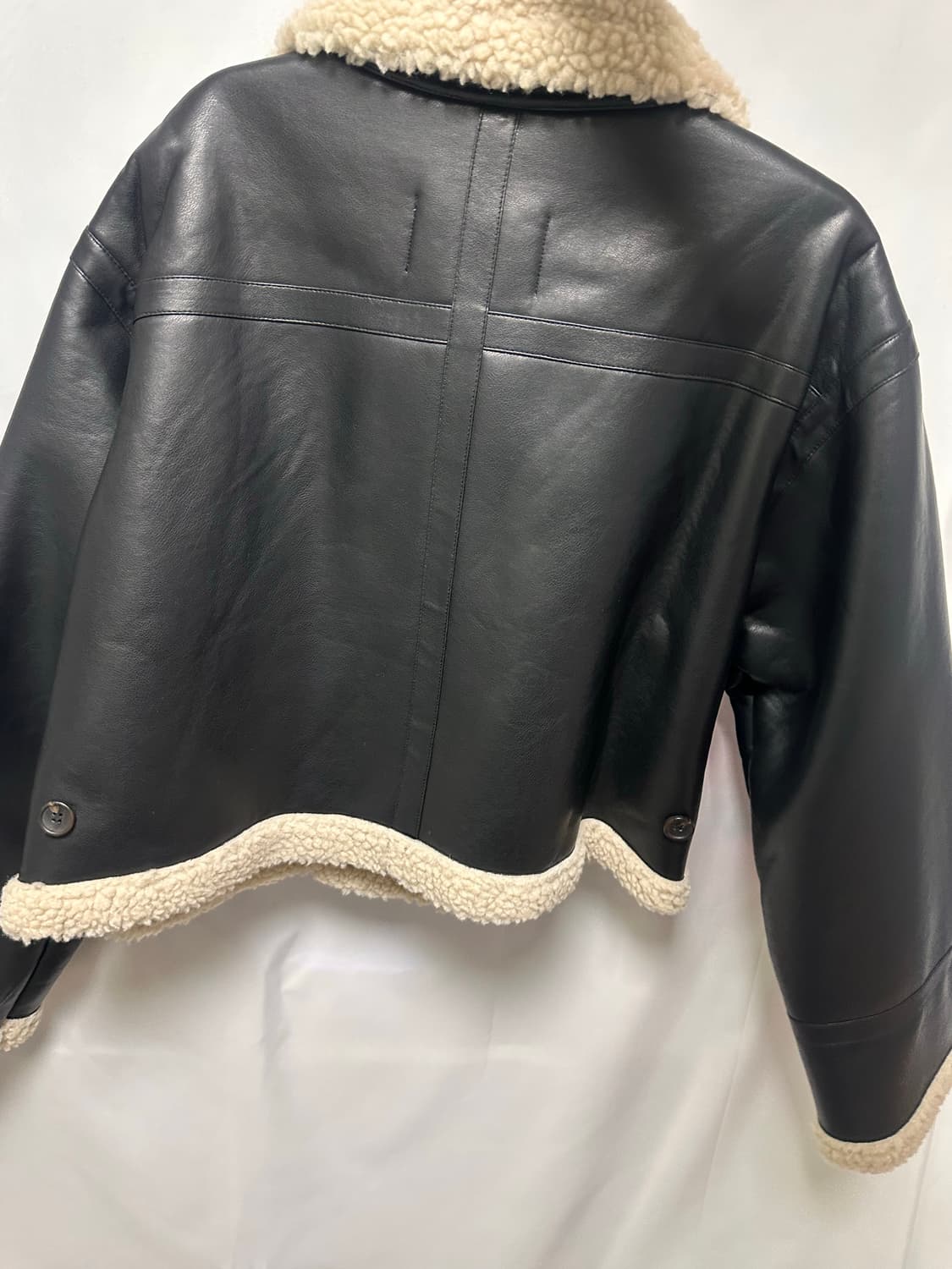 플레이스 스튜디오 솔리드 무톤 플리스 양털 레더 무스탕 자켓 상품이미지2