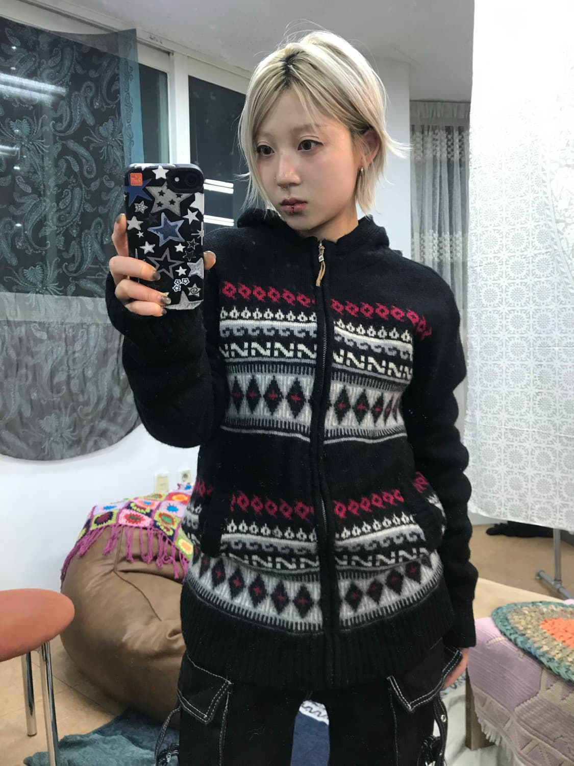 maru 빈티지 에스닉 니트 후디롱자켓  상품이미지2