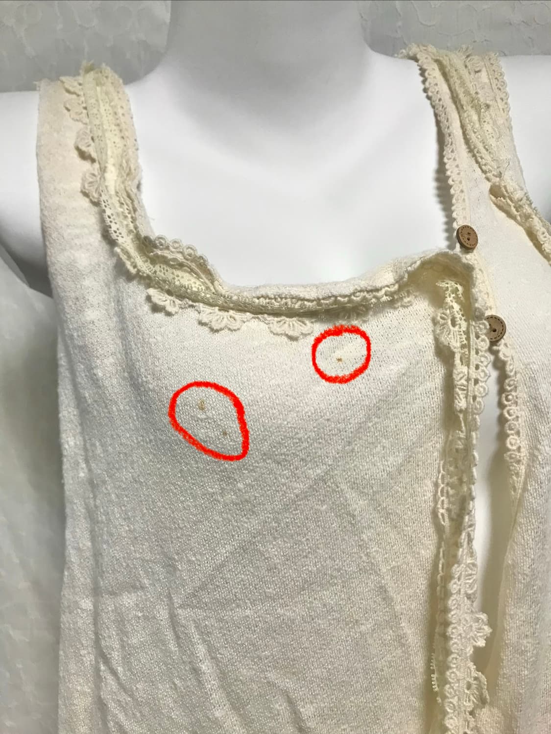 빈티지 너드 모리 언발 레이스 스트랩 슬리브리스 탑 상품이미지6