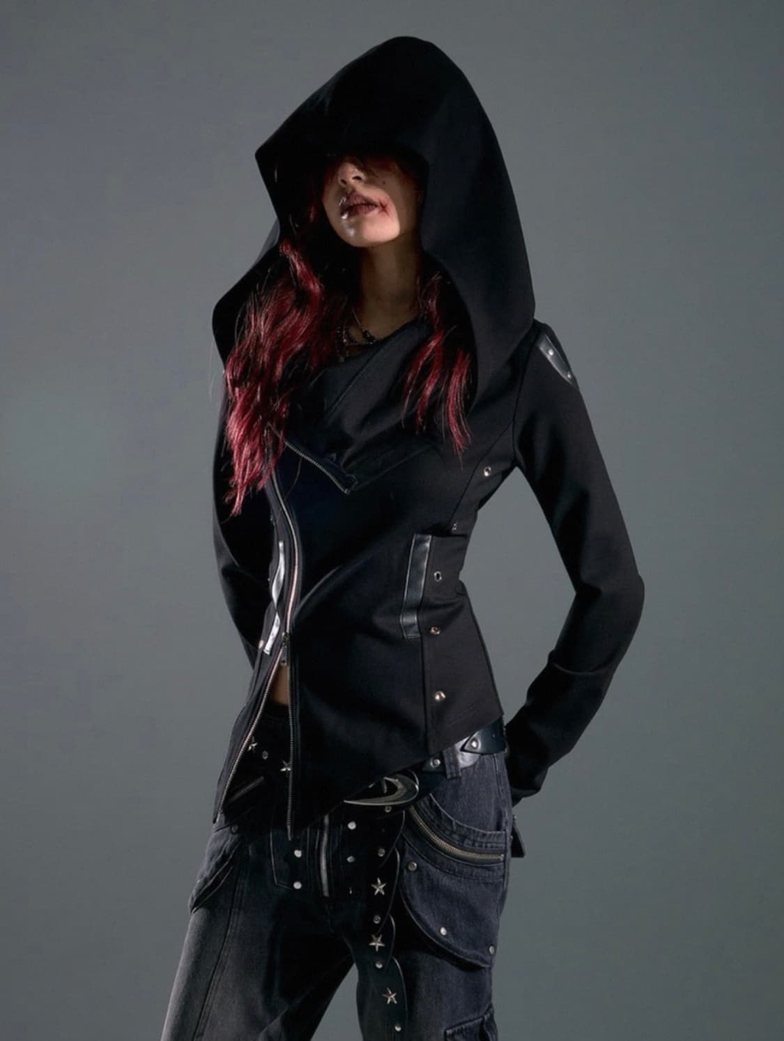 새상품 frustration garden 고스 펑크 빈티지 블랙 후드집업 상품이미지1