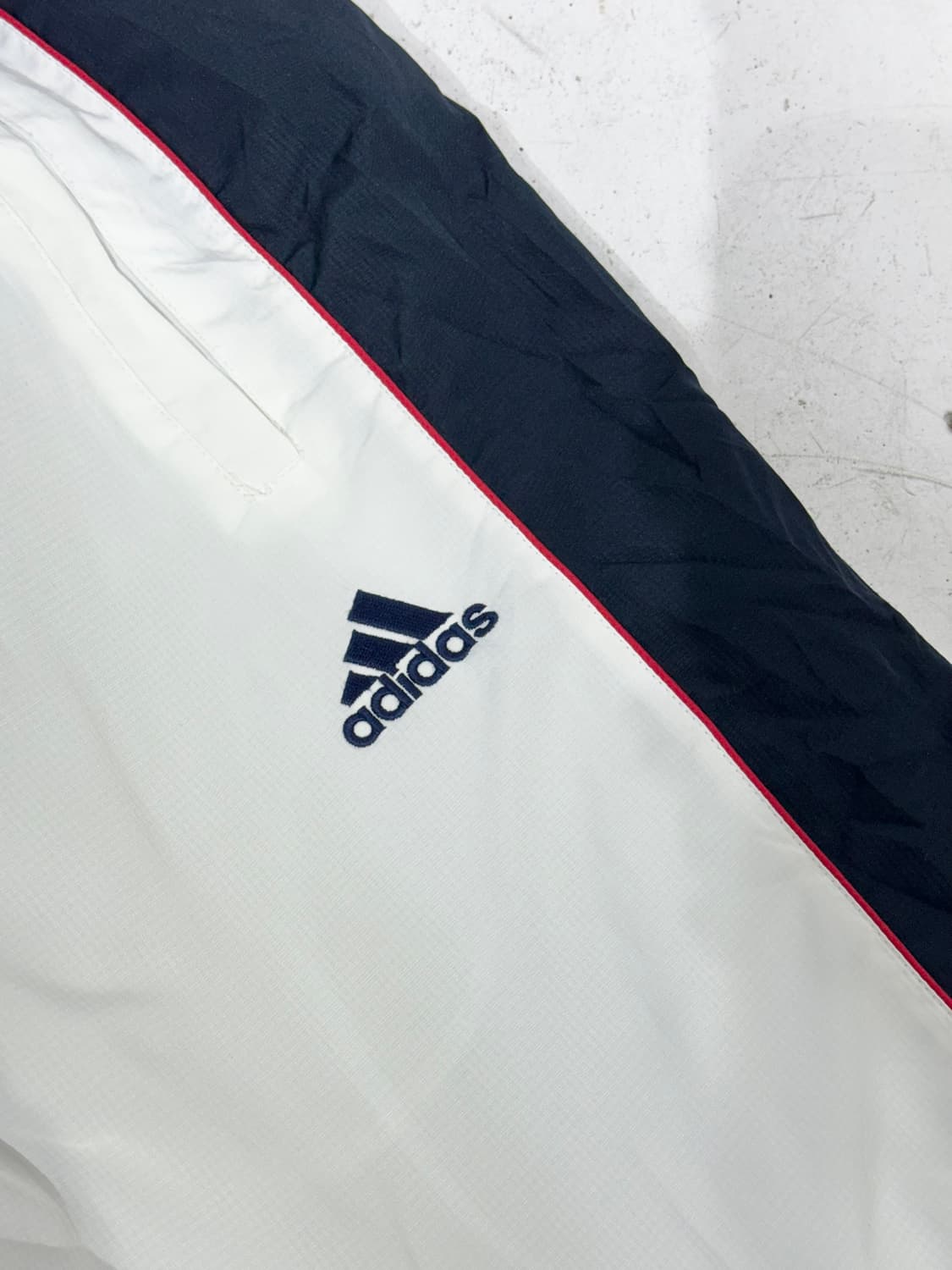 00s 아디다스 화이트 네이비 사이드 라인 와이드 트랙 팬츠 S 상품이미지6