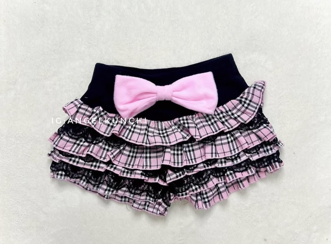트랄라라 대대장 왕리본 체크 캉캉 큐롯 스커트 상품이미지1