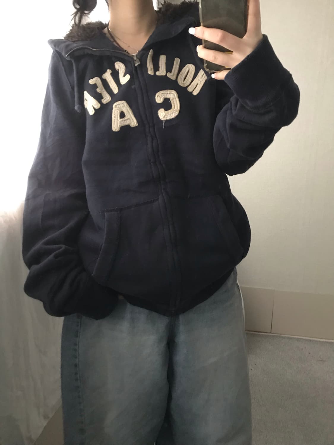 홀리스터 네이비 울프죠 후드집업 상품이미지1