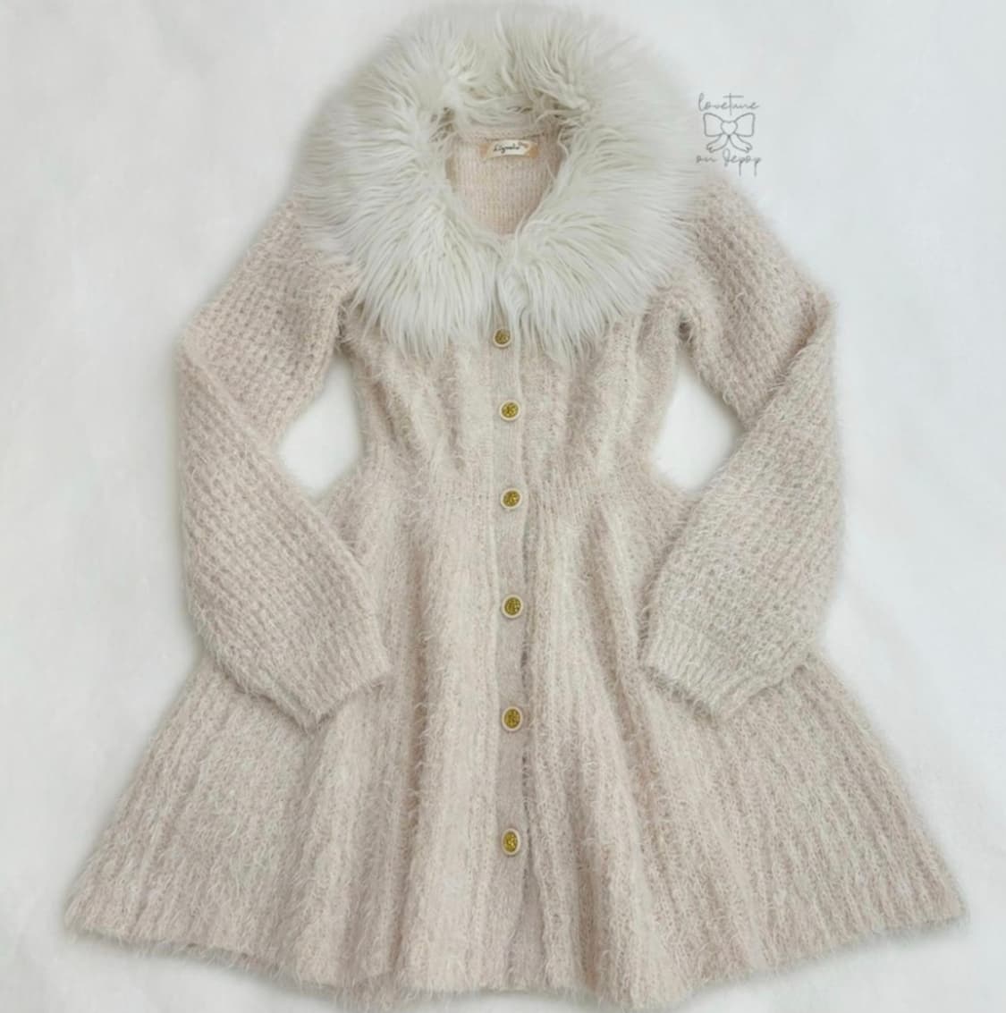 리즈리사 리즈멜로 퍼 니트 원피스 대대장 고전 히메 갸루 상품이미지1