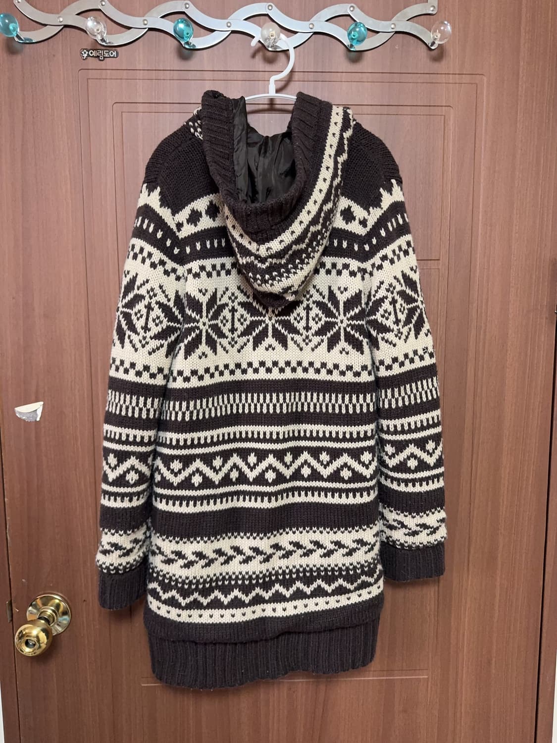 모리걸 하구미 일본 빈티지 코위챤 코위찬 패턴 니트 후드 집업 상품이미지3