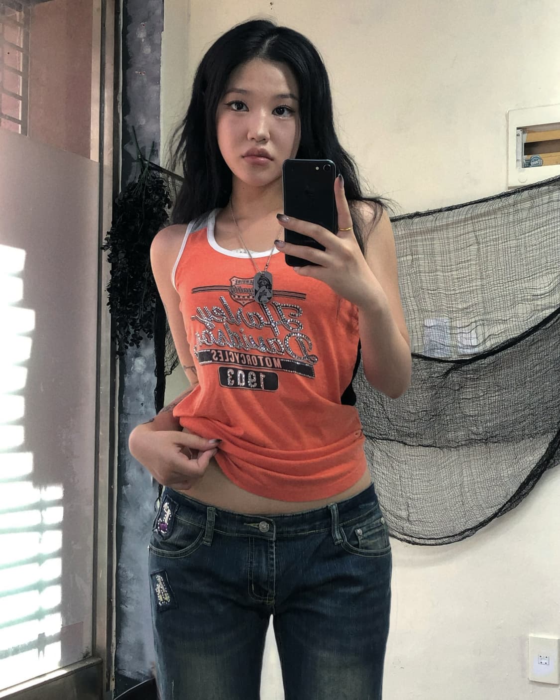 할리데이비슨 큐빅 레터링 슬리브리스 상품이미지1