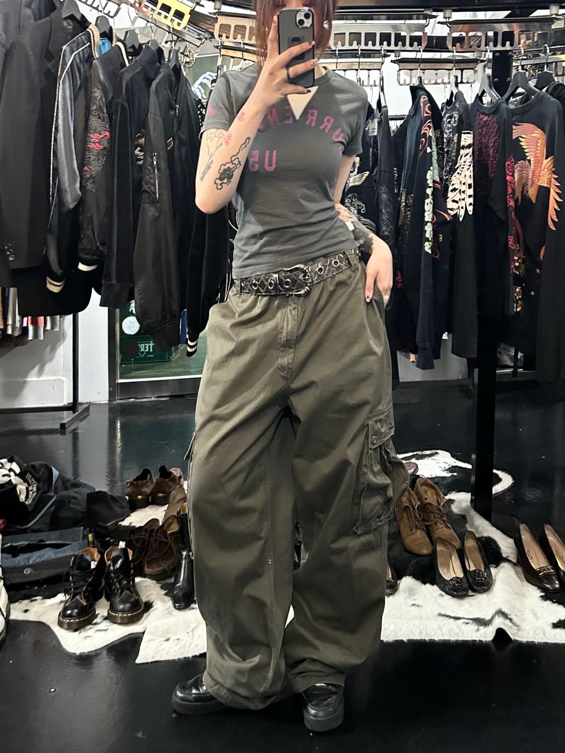 빈티지 카키브라운 카고 벌룬팬츠 상품이미지4