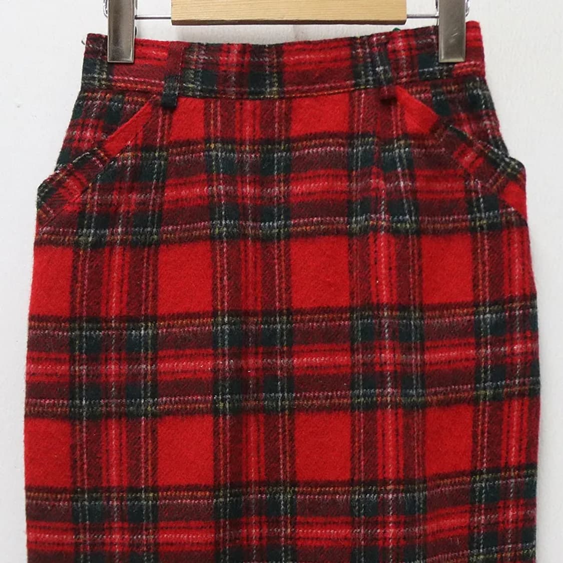 레드 체크 울 혼방 미디스커트 61143 상품이미지3