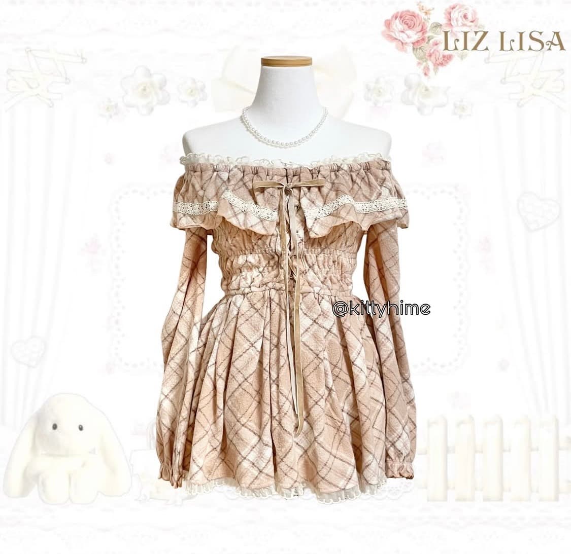 리즈리사 대장 라떼 탑 lizlisa 체크 원피스 상품이미지1