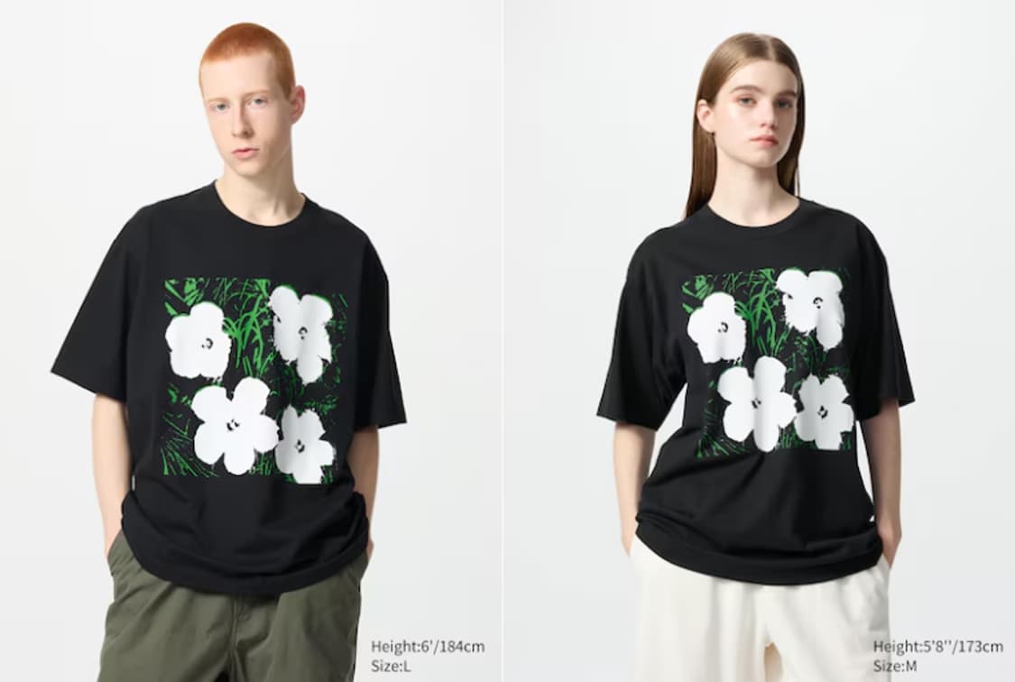 L XL 새제품) 유니클로 UT 앤디 워홀 C 반팔 티셔츠 플라워 105 상품이미지2