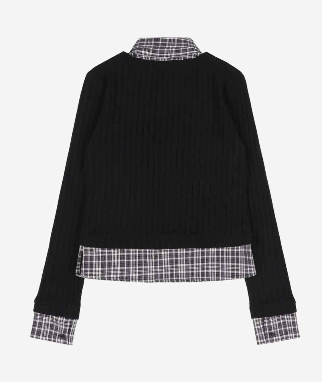 팬시클럽 체크 셔츠 레이어드 가디건 (BLACK) ONE 사이즈 상품이미지5