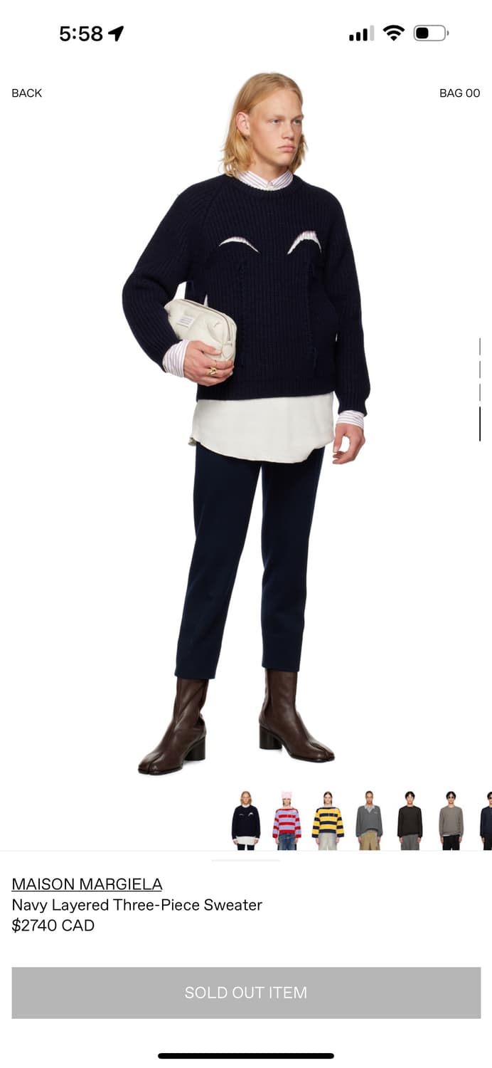 마르지엘라 네이비 3-piece 레이어드 니트 상품이미지5