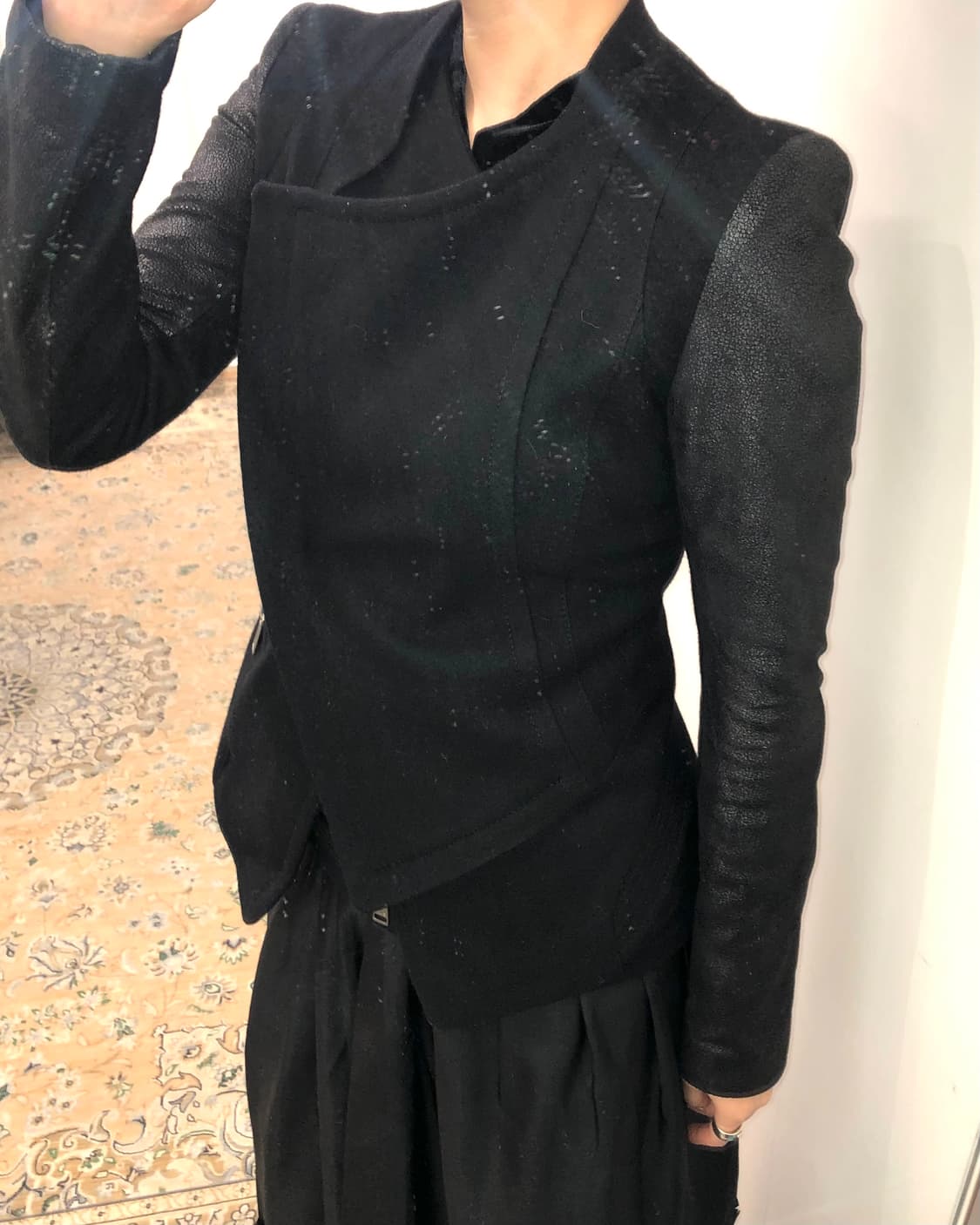 블랙 울 레더 자켓 상품이미지7