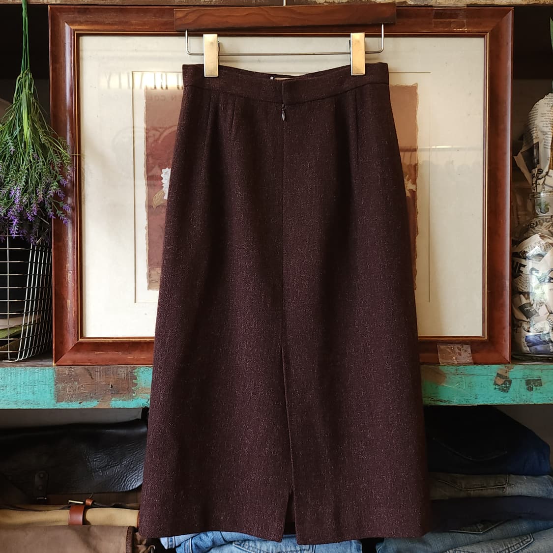 90s 발렌시아가 보카시 울 스커트 브라운 38 상품이미지2