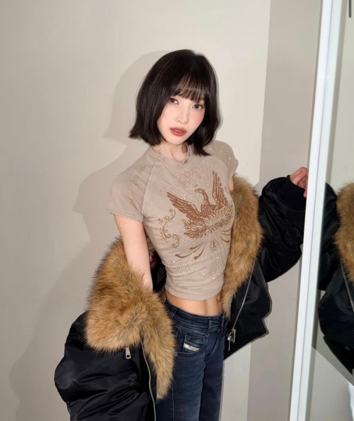 디젤 라인스톤 래글런 티셔츠 상품이미지1