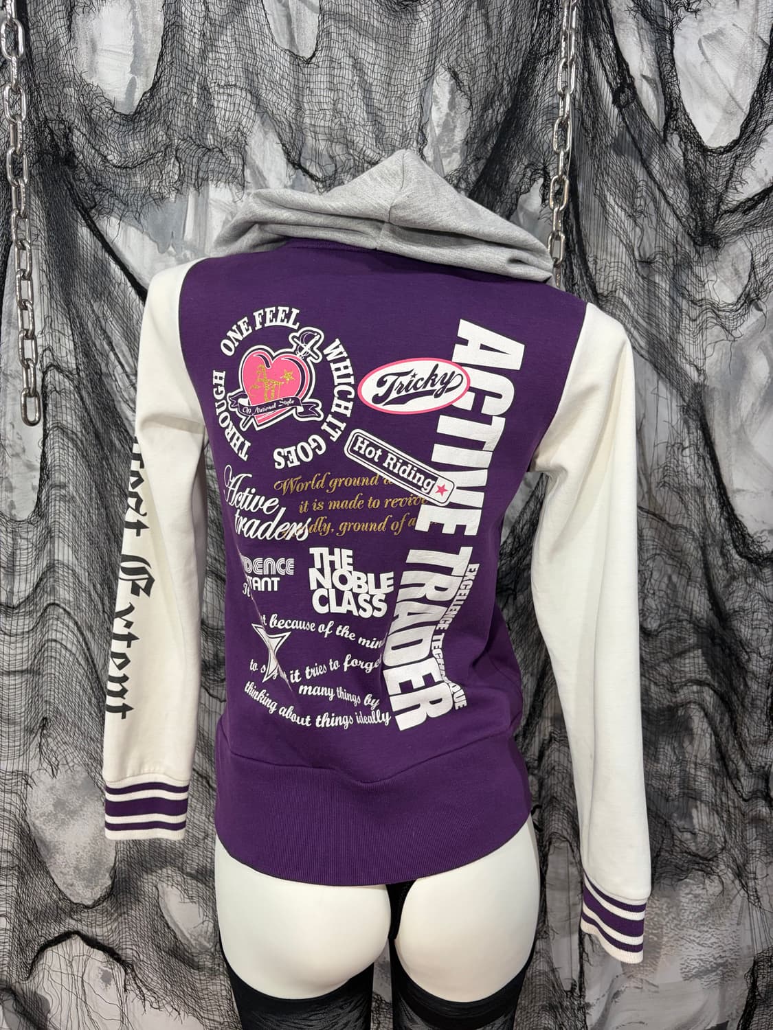 Y2K Kitsch lettering violethoodie zip up 상품이미지9