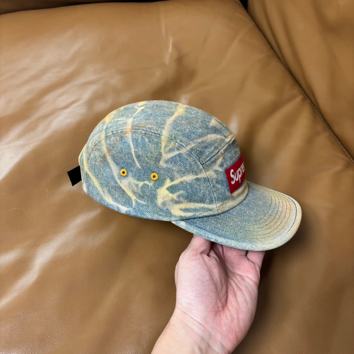 슈프림 캠프캡 모자 박스로고 더티 데님 상품이미지3