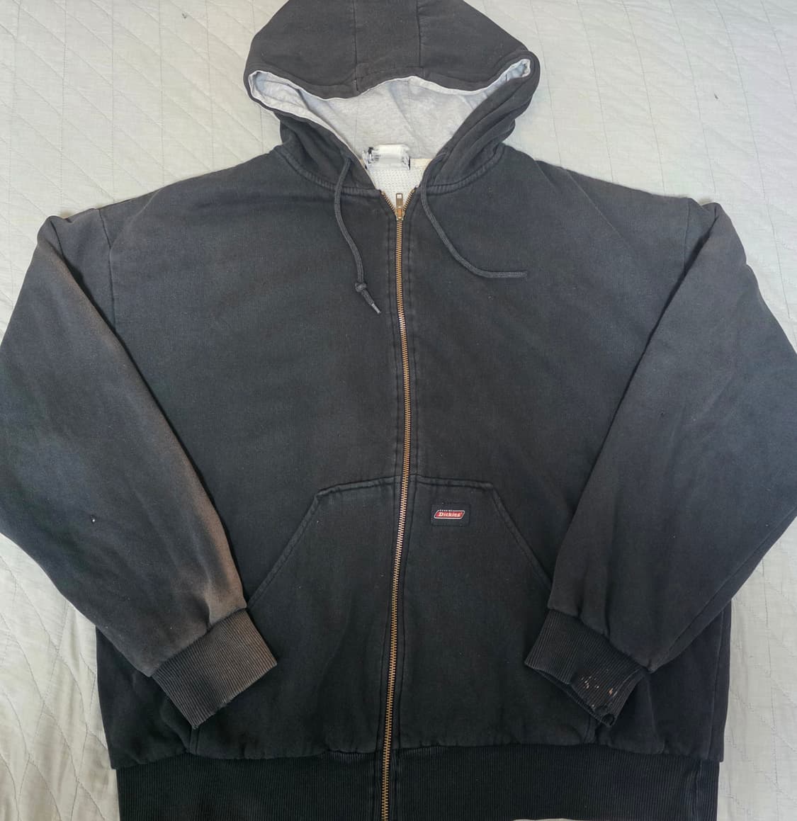 [OS] 빈티지 디키즈 더블페이스 써멀 후드집업 트래쉬드 페이드 블랙 상품이미지1