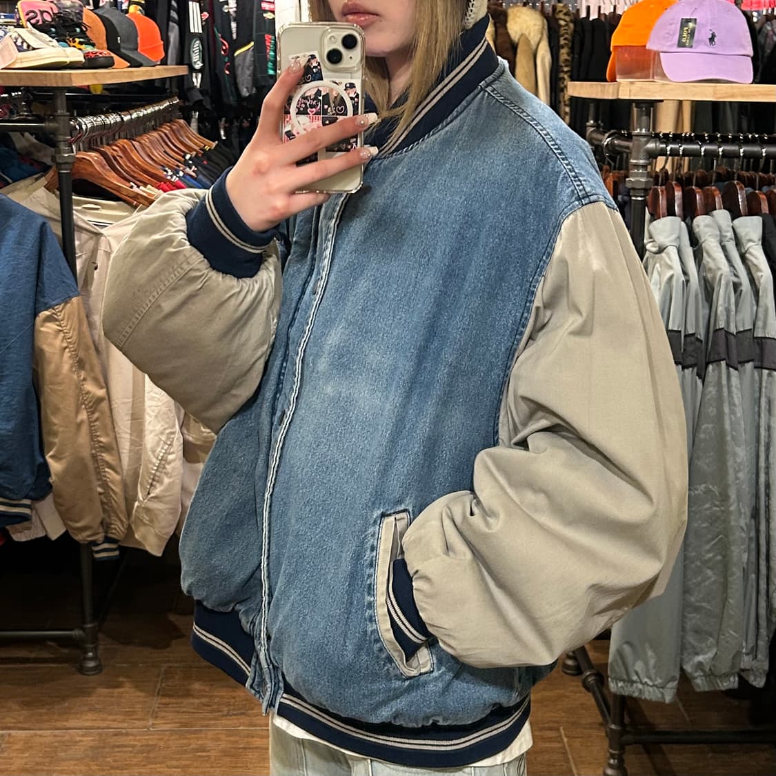 [HI] VTG 데님 바시티 자켓 진청 상품이미지4