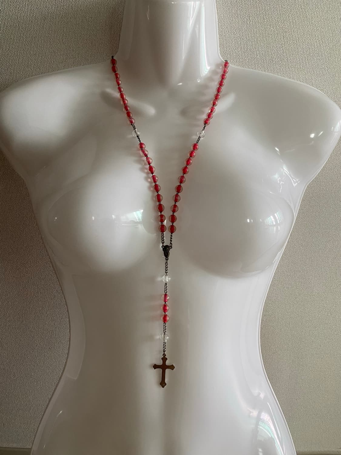 이태리 inri 빈티지 묵주 목걸이 엔젤룩 로사리오 핑크 상품이미지6