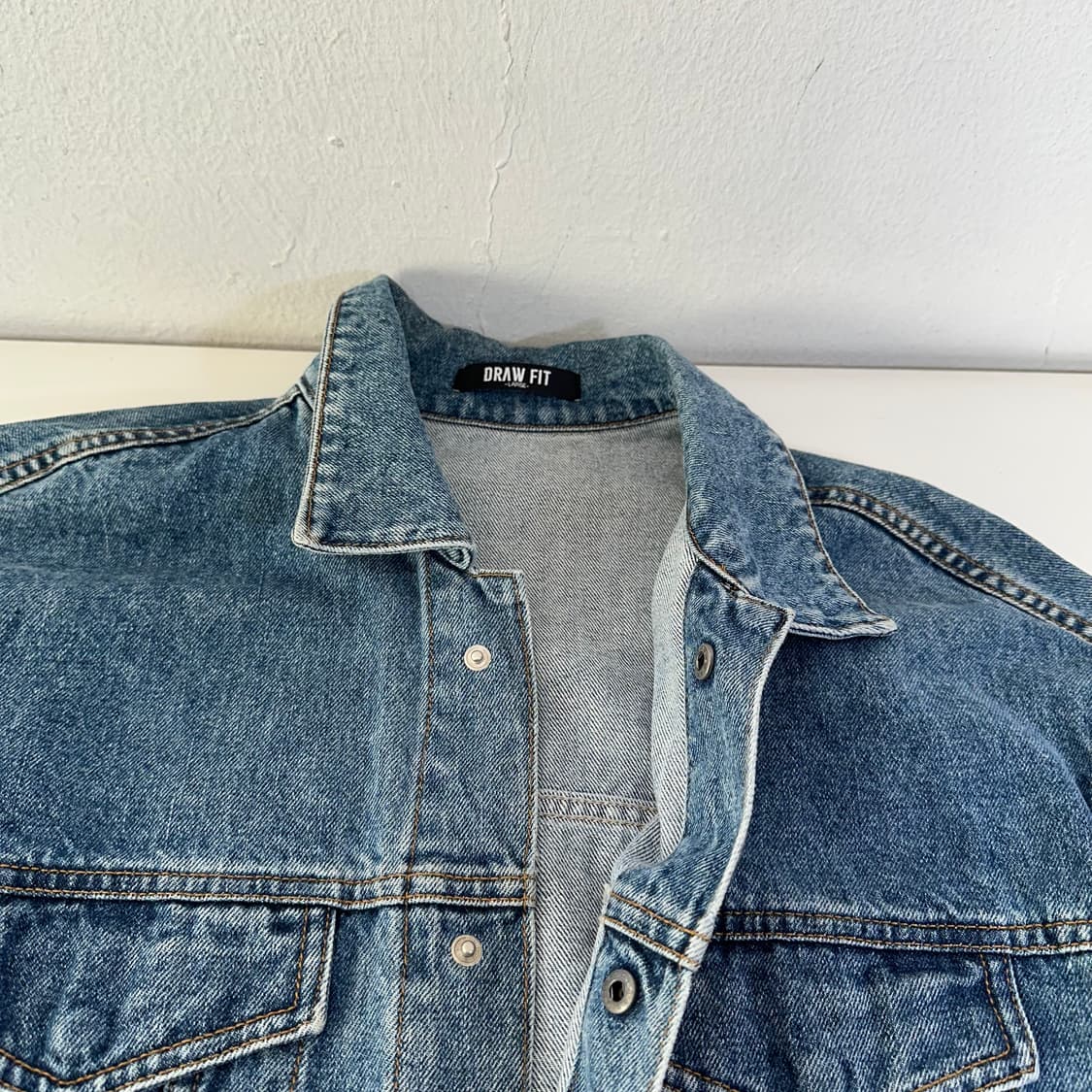 L 드로우핏 히든버튼 빈티지워시드 데님자켓 청자켓 상품이미지5