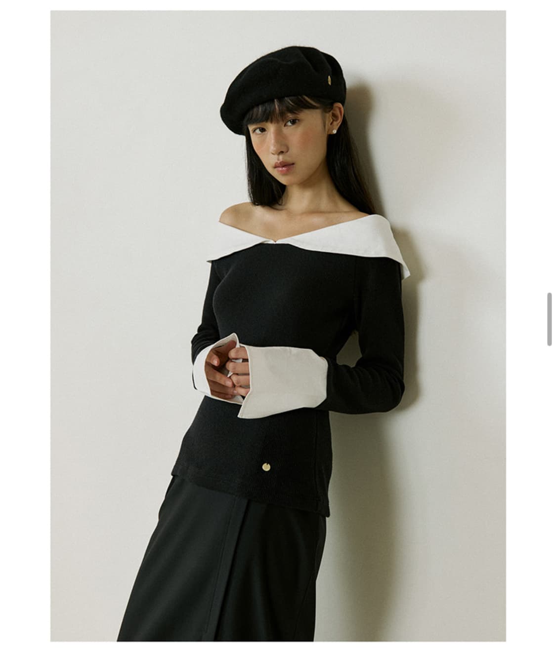 루시르주 Sailor Collar Sleeve (black) 니트 상품이미지2