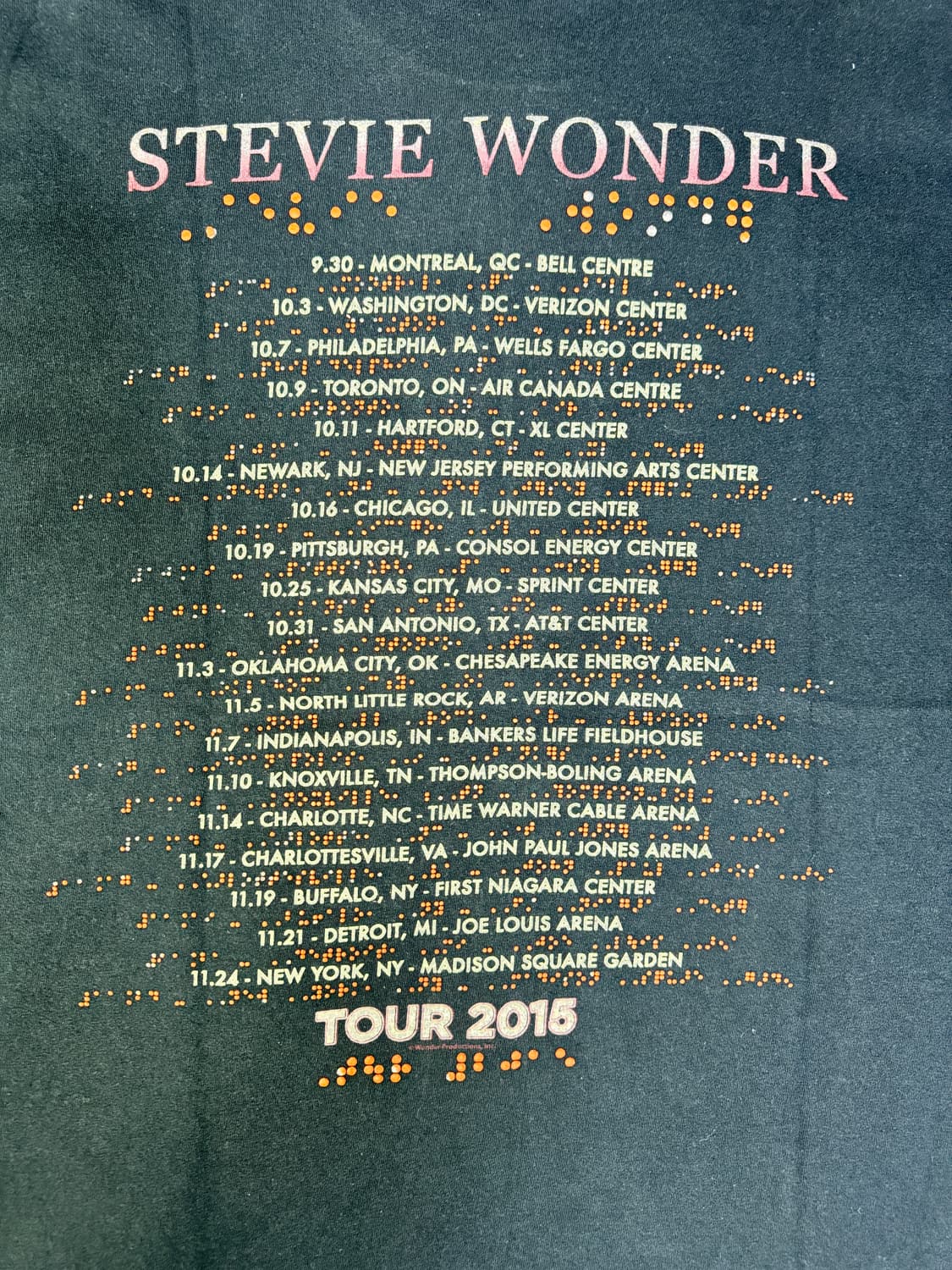 빈티지 스티비원더 STEVIE WONDER 2015투어 티셔츠 XL 상품이미지6