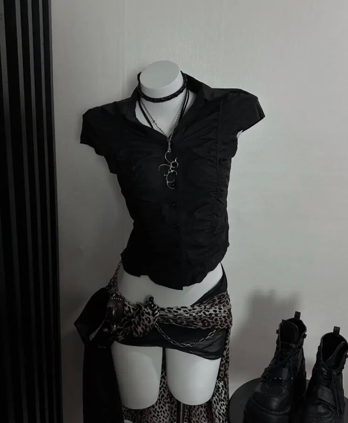 빈티지 셔링 반팔 셔츠 상품이미지2