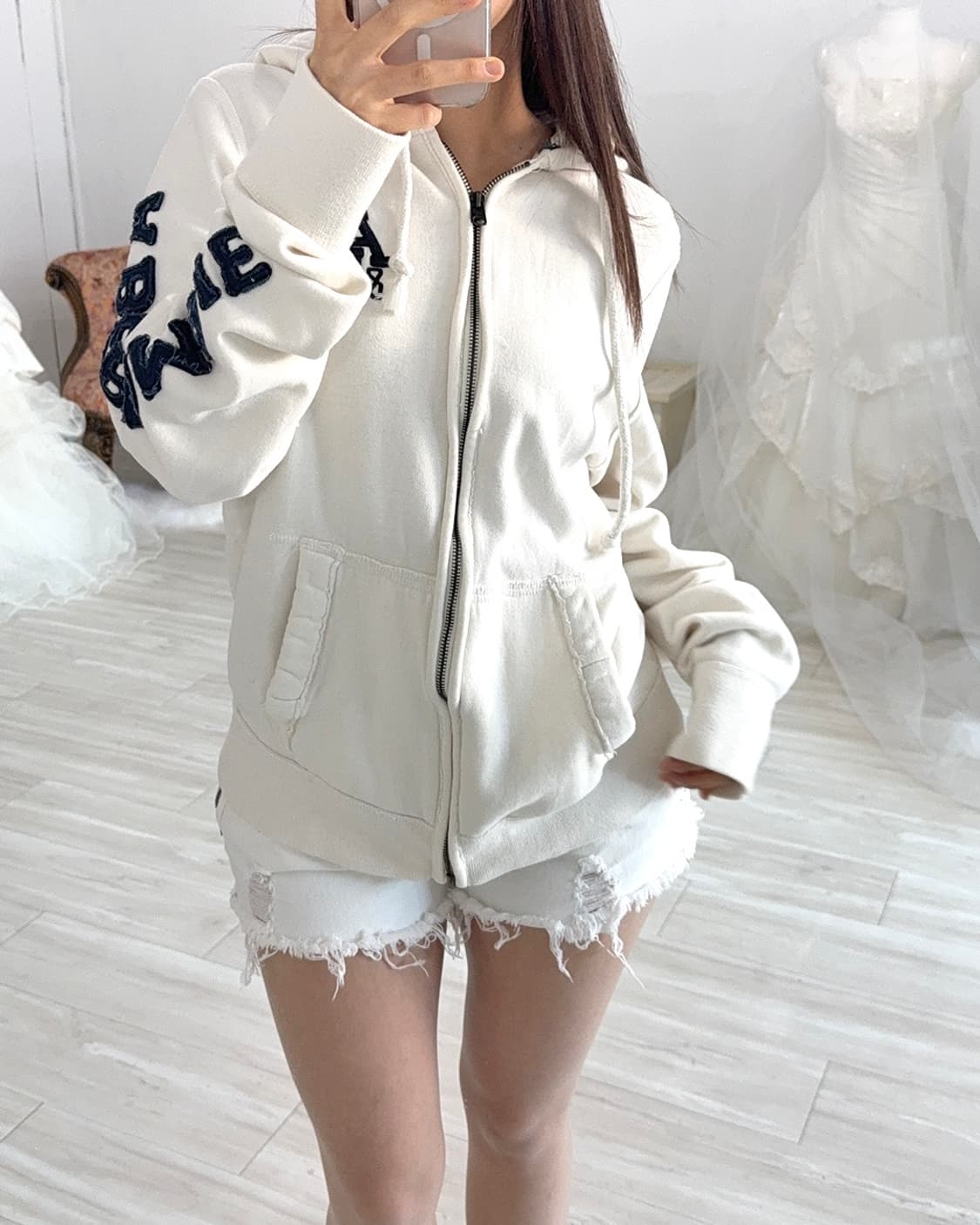 Y2k Abercrombie white hooddie 상품이미지5
